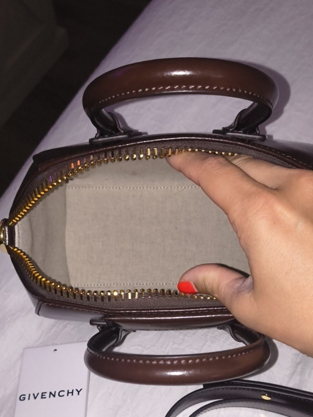Givenchy Dark Brown Mini Leather Top-Handle Bag - Picture 7 of 9